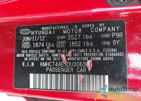 2013 Hyundai Accent Gls из США, поврежденный, VIN KMHCT4AEXDU306364